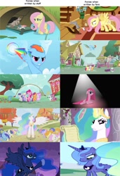 Size: 1000x1462 | Tagged: safe, edit, edited screencap, screencap, character:apple bloom, character:bon bon, character:carrot top, character:dinky hooves, character:fluttershy, character:golden harvest, character:minuette, character:pinkamena diane pie, character:pinkie pie, character:princess celestia, character:princess luna, character:rainbow dash, character:scootaloo, character:sweetie belle, character:sweetie drops, character:twinkleshine, species:alicorn, species:earth pony, species:pegasus, species:pony, species:unicorn, episode:a friend in deed, episode:dragonshy, episode:fall weather friends, episode:friendship is magic, episode:luna eclipsed, episode:party of one, episode:ponyville confidential, episode:putting your hoof down, episode:sonic rainboom, episode:the crystal empire, g4, my little pony: friendship is magic, abuse, alternate character interpretation, applebuse, bitchlestia, comparison, cute, cutie mark crusaders, dead, feeding, female, fish, flutterbitch, mare, meta, rainbow douche, scootabuse, sweetiebuse, truth, woona