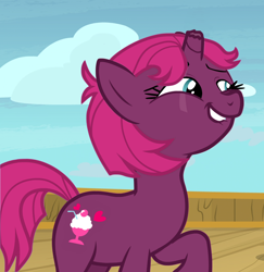 Size: 1050x1080 | Tagged: safe, edit, edited screencap, screencap, character:fizzlepop berrytwist, character:raspberry sorbet, character:tempest shadow, species:pony, species:unicorn, episode:once upon a zeppelin, g4, my little pony: friendship is magic, my little pony: the movie (2017), broken horn, close enough, cropped, female, fizzypop, lip bite, recolor, solo