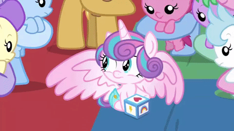 Size: 480x270 | Tagged: safe, edit, edited screencap, screencap, character:cream puff, character:princess flurry heart, character:stratus wind, species:pony, episode:once upon a zeppelin, g4, my little pony: friendship is magic, animated, baby, baby pony, blocks, boop, crown, diaper, gif, hoof hold, jewelry, regalia, reversed, sitting, smiling, spread wings, wings, worried