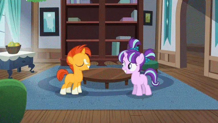 Size: 764x433 | Tagged: safe, edit, edited screencap, screencap, character:starlight glimmer, character:sunburst, species:pony, episode:uncommon bond, g4, my little pony: friendship is magic, age progression, animated, colt, colt sunburst, female, filly, filly starlight glimmer, gif, male, reversed, younger