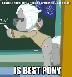 Size: 464x500 | Tagged: safe, edit, edited screencap, screencap, episode:the crystal empire, g4, my little pony: friendship is magic, best pony, bipedal, chalk, chalkboard, covalent bond, cropped, dexterous hooves, hoof hold, image macro, math, solo