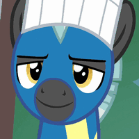 Size: 200x200 | Tagged: safe, edit, edited screencap, screencap, character:thunderlane, species:pony, episode:marks and recreation, g4, my little pony: friendship is magic, animated, clothing, eyebrow wiggle, gif, gif for breezies, impact font, picture for breezies, reaction image, solo, subtitles, uniform, wonderbolts uniform