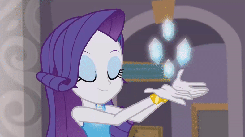 Size: 792x442 | Tagged: safe, edit, edited screencap, screencap, character:rarity, episode:school of rock, g4, my little pony: equestria girls, my little pony:equestria girls, animated, female, geode of shielding, gif, reversed, solo