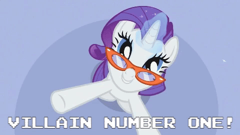 Size: 480x270 | Tagged: safe, edit, edited screencap, screencap, character:rarity, species:pony, species:unicorn, episode:suited for success, g4, my little pony: friendship is magic, animated, art of the dress, bipedal, caption, cute, female, gif, glasses, glowing horn, glue, horn, lazytown, magic, mare, open mouth, raribetes, scissors, singing, smiling, solo, tape, telekinesis, we are number one
