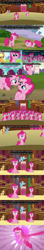 Size: 640x3600 | Tagged: safe, edit, edited screencap, screencap, character:pinkie pie, species:earth pony, species:pegasus, species:pony, episode:too many pinkie pies, g4, my little pony: friendship is magic, caption, clone, comic, female, imminent death, mare, meta, murder, pinkie clone, pinkie clone debate, pinkie tyrone, scared, screencap comic, sitting, text, theory, you know for kids
