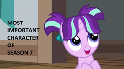 Size: 1280x720 | Tagged: safe, edit, edited screencap, screencap, character:starlight glimmer, episode:uncommon bond, g4, my little pony: friendship is magic, female, filly, filly starlight glimmer, solo, text, younger