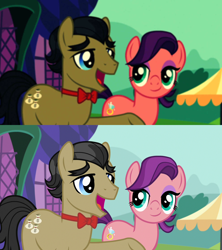 Size: 1280x1440 | Tagged: safe, edit, edited screencap, screencap, character:filthy rich, character:spoiled rich, episode:where the apple lies, g4, my little pony: friendship is magic, comparison, retro, retro filter, spoiled milk, vintage