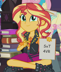 Size: 500x590 | Tagged: safe, edit, edited screencap, screencap, character:fluttershy, character:rainbow dash, character:sunset shimmer, episode:the finals countdown, g4, my little pony: equestria girls, my little pony:equestria girls, cropped, cute, implied lesbian, implied shipping, implied sunsetsparkle, shimmerbetes, solo focus