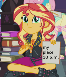 Size: 500x590 | Tagged: safe, edit, edited screencap, screencap, character:fluttershy, character:rainbow dash, character:sunset shimmer, episode:the finals countdown, g4, my little pony: equestria girls, my little pony:equestria girls, bronybait, cropped, cute, image macro, meme, shimmerbetes, solo focus