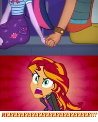 Size: 1920x2373 | Tagged: safe, edit, screencap, character:sunset shimmer, character:timber spruce, character:twilight sparkle, character:twilight sparkle (scitwi), species:eqg human, ship:timbertwi, episode:star crossed, equestria girls:equestria girls, g4, my little pony: equestria girls, my little pony:equestria girls, angry, female, holding hands, implied lesbian, implied scitwishimmer, implied shipping, male, open mouth, reeee, reeeeeeeeeeeeeeeeeeee, shipping, shipping denied, shipping drama, straight