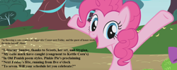 Size: 1040x416 | Tagged: safe, edit, edited screencap, screencap, character:pinkie pie, episode:friendship is magic, episode:shadow play, g4, my little pony: friendship is magic, cropped, cute, diapinkes, implied cutie mark crusaders, implied oc, implied stygian, invitation, poem, text