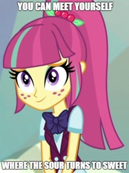 Size: 387x518 | Tagged: safe, edit, edited screencap, screencap, character:sour sweet, equestria girls:dance magic, g4, my little pony: equestria girls, my little pony:equestria girls, spoiler:eqg specials, cropped, cute, female, genesis, smiling, solo, song reference, sourbetes, when the sour turns to sweet