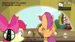 Size: 1282x719 | Tagged: safe, edit, screencap, character:apple bloom, character:scootaloo, species:pegasus, species:pony, episode:one bad apple, g4, my little pony: friendship is magic, grand theft auto, gta san andreas, parody