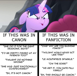 Size: 960x954 | Tagged: safe, edit, edited screencap, screencap, character:pinkie pie, character:twilight sparkle, character:twilight sparkle (alicorn), species:alicorn, species:pony, my little pony: the movie (2017), canon, double standard, drama bait, fanfic, hilarious in hindsight, meta, op is a duck, op is trying to start shit, op started shit