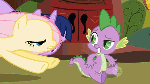 Size: 480x270 | Tagged: safe, edit, edited screencap, screencap, character:applejack, character:bon bon, character:doctor whooves, character:fluttershy, character:gilda, character:pinkie pie, character:princess celestia, character:princess luna, character:rainbow dash, character:rarity, character:spring melody, character:sprinkle medley, character:sweetie drops, character:time turner, character:trixie, character:twilight sparkle, species:griffon, episode:applebuck season, episode:boast busters, episode:dragonshy, episode:friendship is magic, episode:griffon the brush-off, episode:look before you sleep, episode:the ticket master, g4, my little pony: friendship is magic, animated, background pony, castle of the royal pony sisters, crying, gif, golden oaks library, hub logo, hug, manticore, ponyville, scared, sugarcube corner