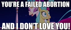 Size: 1920x804 | Tagged: safe, edit, edited screencap, screencap, character:princess skystar, character:queen novo, species:classical hippogriff, species:hippogriff, my little pony: the movie (2017), abortion, image macro, meme, op is a duck, op is trying too hard