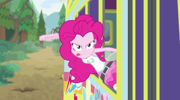 Size: 589x329 | Tagged: safe, edit, screencap, character:pinkie pie, character:wallflower blush, episode:road trippin', g4, my little pony: equestria girls, my little pony:equestria girls, abuse, animated, bust, candy, clothing, explosion, female, food, forest, funny, geode of sugar bombs, grenade, implied death, magical geodes, pants, parody, road, shoes, tree branch, wallflowerbuse