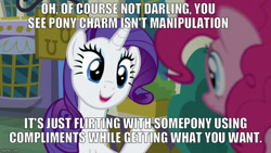 Size: 800x450 | Tagged: safe, edit, edited screencap, screencap, character:pinkie pie, character:rarity, episode:spice up your life, g4, my little pony: friendship is magic, darling, image macro, meme
