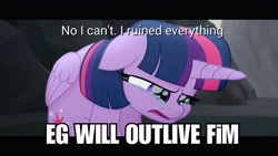 Size: 3643x2048 | Tagged: safe, edit, edited screencap, screencap, character:twilight sparkle, character:twilight sparkle (alicorn), species:alicorn, species:pony, my little pony: the movie (2017), my little pony:equestria girls, leak, crying, female, forced meme, meme, no i can't i ruined everything, solo