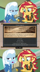 Size: 2048x3644 | Tagged: safe, edit, screencap, character:sunset shimmer, character:trixie, equestria girls:forgotten friendship, g4, my little pony: equestria girls, my little pony:equestria girls, comet, europa universalis, exploitable meme, meme, sunset's recording