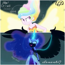 Size: 1024x1024 | Tagged: safe, edit, edited screencap, screencap, character:nightmare moon, character:princess celestia, character:princess luna, equestria girls:friendship games, g4, my little pony: equestria girls, my little pony:equestria girls, alternate universe, armor, daydream-ified, female, midnight-ified