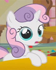 Size: 180x226 | Tagged: safe, edit, edited screencap, screencap, character:sweetie belle, species:pony, species:unicorn, sweetie bot, animated, eyes, female, filly, gif, gif for breezies, loading, picture for breezies, solo, windows
