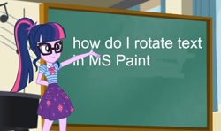 Size: 1460x865 | Tagged: safe, edit, edited screencap, screencap, character:twilight sparkle, character:twilight sparkle (scitwi), species:eqg human, episode:overpowered, g4, my little pony: equestria girls, my little pony:equestria girls, chalkboard, exploitable meme, geode of telekinesis, meme, ms paint, sci-twi's chalkboard, template, twilight sparkle's chalkboard