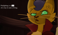 Size: 1340x804 | Tagged: safe, edit, edited screencap, screencap, character:capper dapperpaws, species:abyssinian, species:anthro, my little pony: the movie (2017), buy some apples, censored, censored dialogue, censored vulgarity, cordwainer smith, cropped, male, novelty censor, quote, text, the game of rat and dragon, the instrumentality of mankind