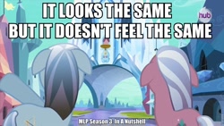 Size: 960x540 | Tagged: safe, edit, edited screencap, screencap, character:paradise (g4), species:crystal pony, species:pony, episode:the crystal empire, g4, my little pony: friendship is magic, image macro, meme, meta, night knight, text