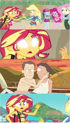 Size: 673x1187 | Tagged: safe, edit, screencap, character:applejack, character:fluttershy, character:pinkie pie, character:rainbow dash, character:sunset shimmer, equestria girls:forgotten friendship, g4, my little pony: equestria girls, my little pony:equestria girls, jerry smith, meme, memory alteration, rick and morty, sleepy gary