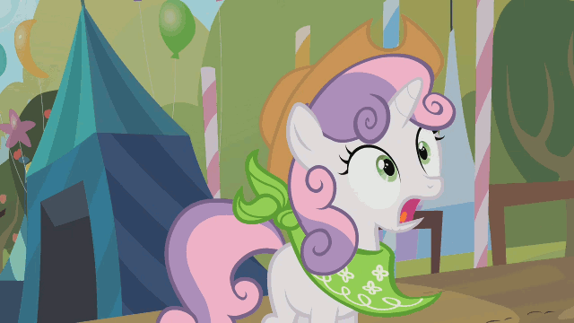 Size: 640x360 | Tagged: safe, edit, edited screencap, screencap, character:applejack, character:sweetie belle, species:earth pony, species:pony, species:unicorn, episode:sisterhooves social, g4, my little pony: friendship is magic, animated, applejerk, backwards, bandana, clothing, crying, dexterous hooves, female, filly, frown, gif, hat, hoof hold, looking up, mare, pouting, pure unfiltered evil, reversed, sad, scarf, solo focus, sweetie fail, sweetiebuse, wide eyes