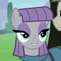 Size: 200x200 | Tagged: safe, edit, edited screencap, screencap, character:maud pie, character:mudbriar, species:pony, ship:maudbriar, episode:the maud couple, g4, my little pony: friendship is magic, animated, cute, female, image macro, impact font, male, maudabetes, meme, reaction image, rock, shipping, smiling, solo focus, straight, subtitles, subverted meme, that pony sure does love rocks, when she smiles