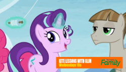Size: 500x287 | Tagged: safe, edit, edited screencap, screencap, character:mudbriar, character:starlight glimmer, episode:the maud couple, g4, my little pony: friendship is magic, discovery family logo, fake screencap, kite, meme, that pony sure does love kites