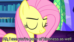 Size: 1280x720 | Tagged: safe, edit, edited screencap, screencap, character:fluttershy, species:pegasus, species:pony, episode:scare master, g4, my little pony: friendship is magic, culture, eyes closed, female, i see you're a man of culture as well, mare, meme, ponified meme, solo