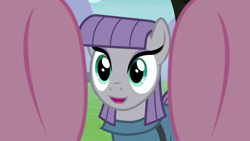 Size: 1920x1080 | Tagged: safe, edit, edited screencap, screencap, character:maud pie, character:pinkie pie, species:earth pony, species:pony, episode:the maud couple, g4, my little pony: friendship is magic, first person view, hooves, inverted mouth, offscreen character, pov, smiling, when she smiles