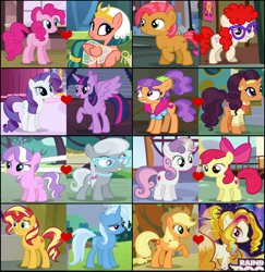 Size: 1816x1866 | Tagged: safe, edit, edited screencap, screencap, character:adagio dazzle, character:apple bloom, character:applejack, character:babs seed, character:diamond tiara, character:pinkie pie, character:plaid stripes, character:rarity, character:saffron masala, character:silver spoon, character:somnambula, character:sunset shimmer, character:sweetie belle, character:trixie, character:twilight sparkle, character:twilight sparkle (alicorn), character:twist, species:alicorn, species:pony, ship:babstwist, ship:rarilight, ship:silvertiara, ship:suntrix, ship:sweetiebloom, g4, crack shipping, dazzlejack, female, lesbian, pinkambula, saffronstripes, shipping, shipping domino