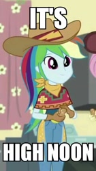 Size: 240x427 | Tagged: safe, edit, edited screencap, screencap, character:rainbow dash, equestria girls:dance magic, g4, my little pony: equestria girls, my little pony:equestria girls, spoiler:eqg specials, cowgirl outfit, cropped, image macro, meme, solo focus