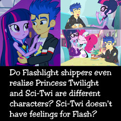 Size: 2048x2048 | Tagged: safe, edit, edited screencap, screencap, character:bon bon, character:flash sentry, character:pinkie pie, character:sweetie drops, character:twilight sparkle, character:twilight sparkle (scitwi), species:eqg human, ship:flashlight, episode:pinkie pie: snack psychic, equestria girls:rainbow rocks, g4, my little pony: equestria girls, my little pony:equestria girls, book, drama, female, geode of telekinesis, glasses, happy, just friends, laughing, magical geodes, male, math, ponytail, sciflash, server pinkie pie, shipping, straight, sweet snacks cafe, table