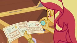 Size: 1440x810 | Tagged: safe, edit, edited screencap, screencap, character:sunset shimmer, episode:x marks the spot, g4, my little pony: equestria girls, my little pony:equestria girls, decode the message, map, marker, parody, vulgar, when you see it