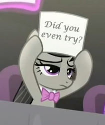 Size: 282x334 | Tagged: safe, edit, edited screencap, screencap, character:octavia melody, episode:bloom and gloom, g4, my little pony: friendship is magic, cropped, female, octavia is not amused, reaction image, sign, solo, unamused