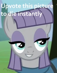 Size: 569x723 | Tagged: safe, edit, edited screencap, screencap, character:maud pie, episode:the maud couple, g4, my little pony: friendship is magic, cropped, downvote bait, female, image macro, implied death, me irl, meme, solo, upvote bait