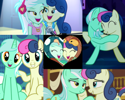 Size: 2560x2048 | Tagged: safe, edit, edited screencap, screencap, character:bon bon, character:lyra heartstrings, character:sweetie drops, species:owl, species:pony, ship:lyrabon, episode:all's fair in love & friendship games, episode:do princesses dream of magic sheep?, episode:grannies gone wild, episode:slice of life, equestria girls:friendship games, equestria girls:rainbow rocks, g4, my little pony: equestria girls, my little pony: friendship is magic, my little pony:equestria girls, adorabon, bedroom eyes, best friends, bon owl, catdog, cheek squish, conjoined, cute, female, friendship, friendshipping, fusion, grin, happy, heart, holding hooves, hug, implied shipping, just friends, larson you magnificent bastard, laughing, lidded eyes, looking at each other, lyrabetes, lyrabird, lyrabon (fusion), m.a. larson, nuzzling, peacock, pushmi-pullyu, rope, shipping, shipping fuel, sitting, smiling, squishy cheeks, together forever, we have become one