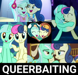 Size: 2045x1952 | Tagged: safe, edit, edited screencap, screencap, character:bon bon, character:lyra heartstrings, character:sweetie drops, species:owl, species:pony, ship:lyrabon, episode:all's fair in love & friendship games, episode:do princesses dream of magic sheep?, episode:grannies gone wild, episode:slice of life, equestria girls:friendship games, equestria girls:rainbow rocks, g4, my little pony: equestria girls, my little pony: friendship is magic, my little pony:equestria girls, bedroom eyes, best friends, bon owl, caption, catdog, cheek squish, conjoined, cute, do ships need sails, female, friendship, fusion, grin, happy, heart, holding hooves, hug, implied lesbian, implied shipping, just friends, larson you magnificent bastard, laughing, lesbian, lidded eyes, looking at each other, lyrabird, lyrabon (fusion), m.a. larson, nuzzling, op is a duck, op is trying to start shit, out of context, peacock, pushmi-pullyu, queerbaiting, rope, shipping, shipping fuel, sitting, smiling, squishy cheeks, together forever, we have become one