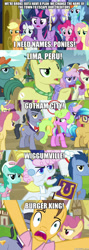 Size: 600x1685 | Tagged: safe, edit, edited screencap, screencap, character:applejack, character:caramel, character:daisy, character:dandy dispatch, character:diamond cutter, character:fluttershy, character:pearly stitch, character:pinkie pie, character:rainbow dash, character:rarity, character:twilight sparkle, character:twilight sparkle (alicorn), species:alicorn, species:pony, episode:fame and misfortune, g4, my little pony: friendship is magic, image macro, mane six, meme, parody, the simpsons