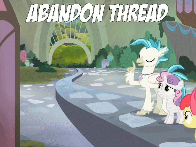 Size: 683x511 | Tagged: safe, edit, edited screencap, screencap, character:apple bloom, character:sweetie belle, character:terramar, episode:surf and/or turf, g4, my little pony: friendship is magic, abandon thread, animated, harmonizing heights, image macro, meme, mount aris, speedy belle