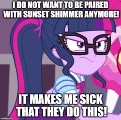 Size: 504x500 | Tagged: safe, edit, edited screencap, screencap, character:twilight sparkle, character:twilight sparkle (scitwi), species:eqg human, equestria girls:forgotten friendship, g4, my little pony: equestria girls, my little pony:equestria girls, angry, cropped, implied lesbian, implied scitwishimmer, implied shipping, implied sunset shimmer, meme, mouthpiece, no fun allowed, op is a duck, op is trying to start shit
