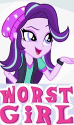 Size: 620x1039 | Tagged: safe, edit, edited screencap, screencap, character:starlight glimmer, equestria girls:mirror magic, g4, my little pony: equestria girls, my little pony:equestria girls, spoiler:eqg specials, abuse, beanie, caption, clothing, cropped, downvote bait, drama, drama bait, expand dong, exploitable meme, female, glimmerbuse, hat, here we go again, image macro, meme, op is a duck, op is trying to start shit, shitposting, solo, starlight drama