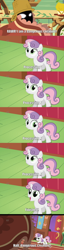 Size: 640x2509 | Tagged: safe, edit, edited screencap, screencap, character:sweetie belle, species:pony, species:unicorn, sweetie bot, episode:stare master, g4, my little pony: friendship is magic, basket, carpet, comic, cute, diasweetes, dilated pupils, female, filly, frown, glare, glowing eyes, happy, hooves, horn, hub logo, image macro, looking at you, looking up, monster, night, open mouth, rawr, robot, rug, smiling, smirk, text, thinking, wide eyes