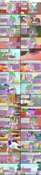 Size: 1282x5447 | Tagged: safe, edit, edited screencap, screencap, character:pinkie pie, character:princess celestia, character:rarity, character:spike, character:twilight sparkle, species:alicorn, species:dragon, species:earth pony, species:pony, species:unicorn, comic:celestia's servant interview, caption, comic, female, interview, male, mare