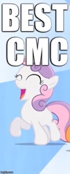 Size: 290x720 | Tagged: safe, edit, edited screencap, screencap, character:sweetie belle, episode:flight to the finish, g4, my little pony: friendship is magic, best pony, bronybait, cropped, hearts as strong as horses, image macro, meme, opinion